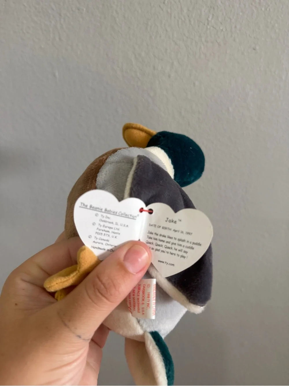 Plush Mallard Duck Bird Toy - Green, Gray, Brown